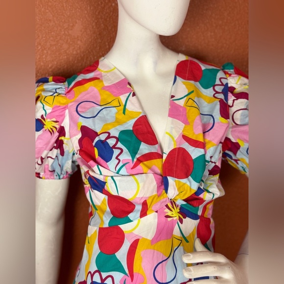 FREE PEOPLE Glamorous Abstract Rainbow Colorful Abstract Print dress Size 6. E51 - Picture 15 of 16